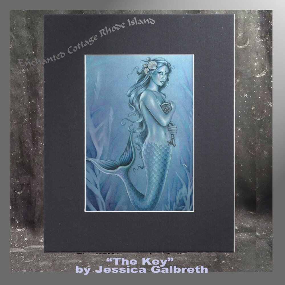 🧜‍♀️Jessica Galbreth "𝙏𝙃𝙀 𝙆𝙀𝙔"  Mermaid Enchanted Art 8 X 10 Matted Print